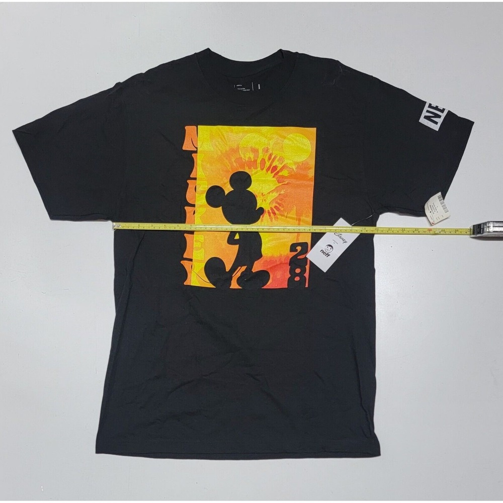 Mickey Mouse‎ Disney Neff Mens Graphic T-Shirt Black Palm Sunset Cotton L New